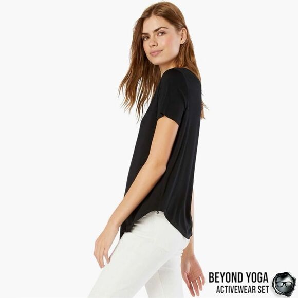 BEYOND YOGA SPACEDYE SET: ON THE DOWN LOW TEE + MIDI LEGGINGS IN DARKEST NIGHT M - Picture 5 of 15